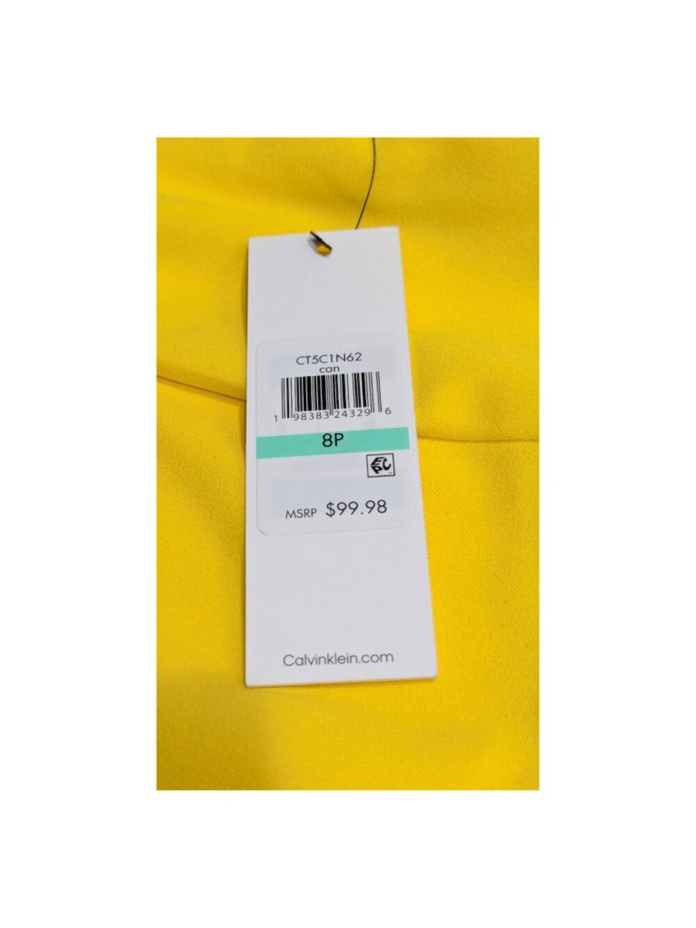 Calvin Klein Petite Yellow Bow Neck Sheath Dress 8P NWT - Picture 11 of 12